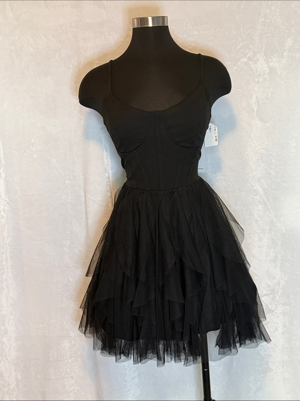 Black Tulle Tiered A-Line Dress